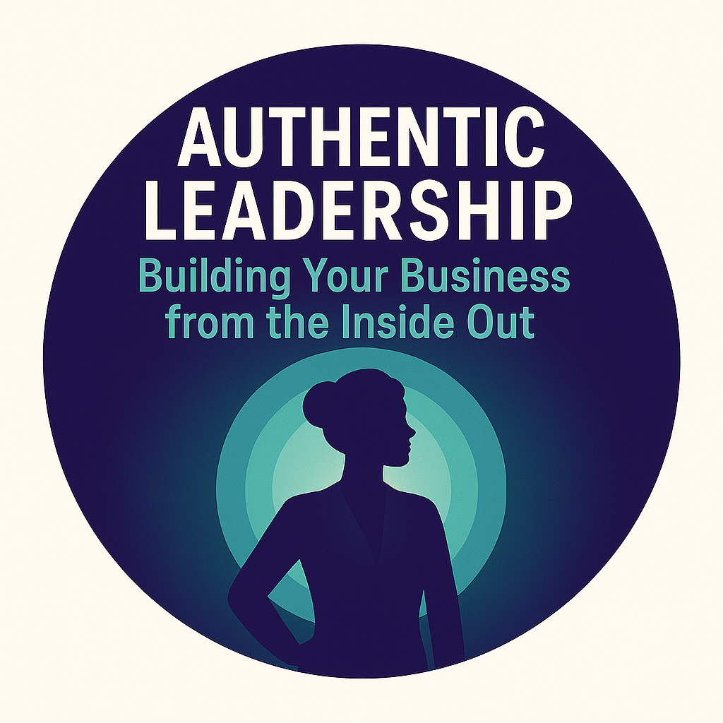Illustration of a woman silhouette promoting Authentic Leadership course for women business owners.