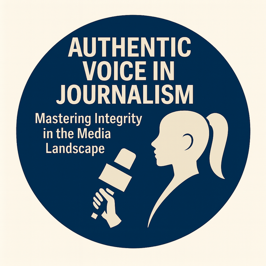 Logo for 'Authentic Voice in Journalism' course focusing on media integrity and authenticity.